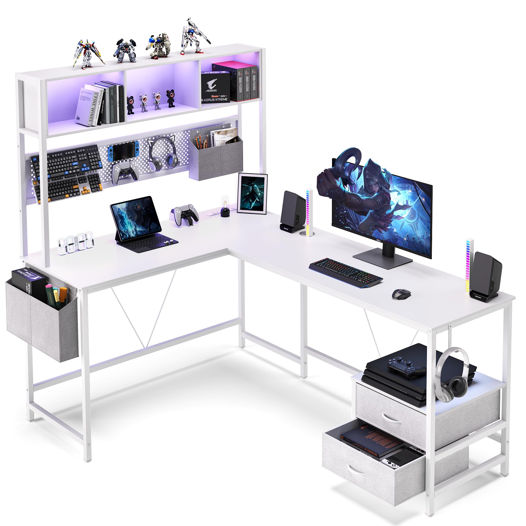Amazon.com: Dowinx 67” L-Shaped Gaming Desk with Pegboard